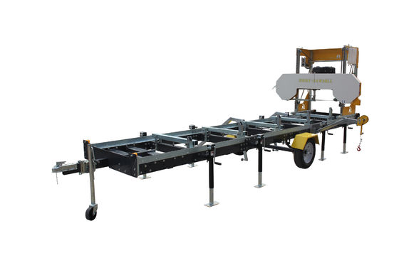 Máquina de serragem de madeira com reboque portátil horizontal